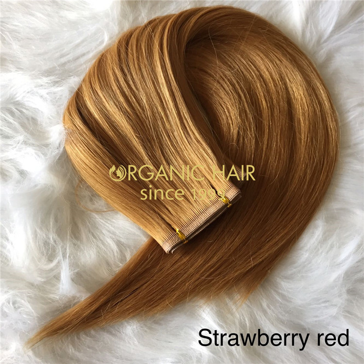 Strawberry red color remy cuticle flat wefts hair A205